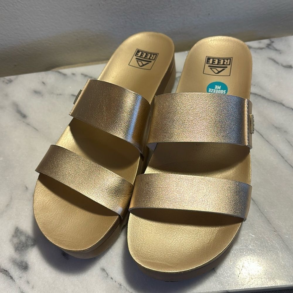 Reef Metallic Gold Double Strap Sandals